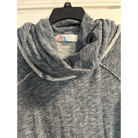 Free People Beach Womens Medium Blue Grey Long Sleeve Tunic Cowl Neck Two Body - Picture 4 of 7